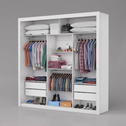 Guarda-Roupa Veneza/Clara/Berlim Plus(1 Porta espelhada) 1,855 m Branco - CARIOCA MÓVEIS - Imagem 3