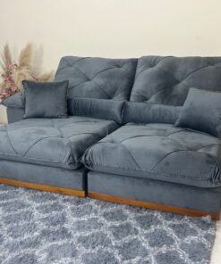 Sofá Retrátil e Reclinável Eros 2.50m - Cinza Veludo