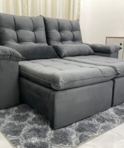 Sofá Retrátil e Reclinável Alemanha 2.00m - Cinza Veludão