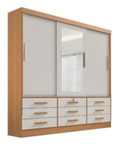 Guarda-Roupa Meridian 3 portas e 9 gavetas - Cinamomo/Off white