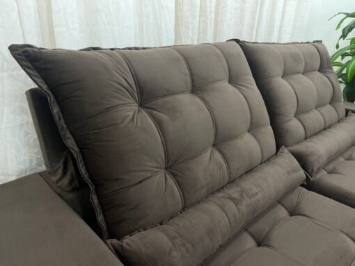 Sofá Retrátil Reclinável Small 2.30m - Marrom Veludão - Imagem 2