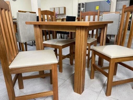 Mesa Eco Laminada 1.10m Com 4 Cadeiras Viena - Avelã - Imagem 2