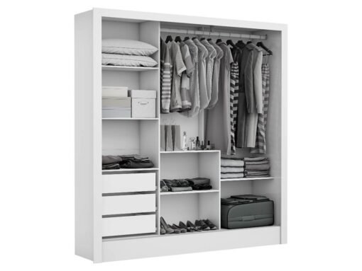 Guarda-Roupa Dubai Premium c/ espelho 3 Portas e 3 Gavetas - Preto - Imagem 2