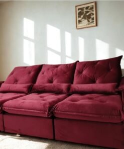 Sofá Retrátil Reclinável Israel – 2.75m – Vinho Veludo