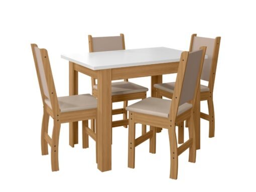 Mesa de Jantar Bellagio  Com 4 Cadeiras Clara - Freijo/Off White - Imagem 2
