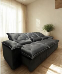 Sofá Retrátil Reclinável Israel – 2.75m – Cinza Veludo
