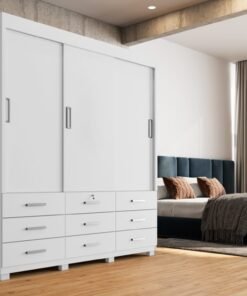 Guarda-Roupa Itapema II 3 portas de correr Sem espelho 9 gavetas - Branco