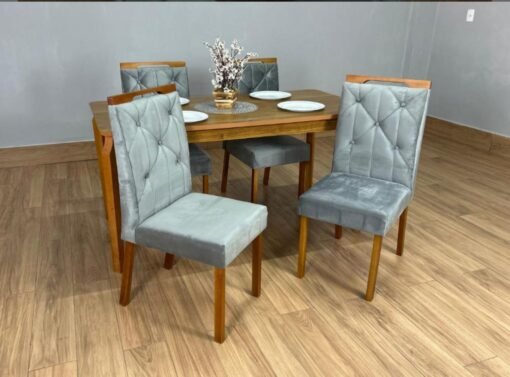 Mesa de Jantar Alegra 1.20×0.80 Com 4 Cadeiras Jasmim – Cinamomo/Cinza - Imagem 3