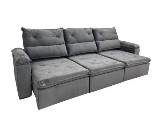 Sofá Retrátil e Reclinável REF 2030 2.80m - Cinza Veludão - Imagem 5
