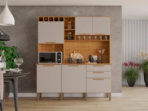 Armário Kit de Cozinha New Topázio 1,65m - Cinamomo/Off White