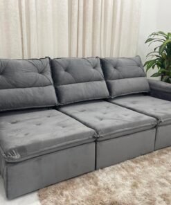 Sofá Retrátil e Reclinável REF 2030 2.80m - Cinza Veludão