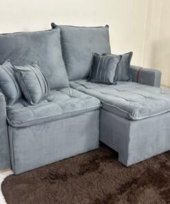 Sofá Cama Chicago Plus 1.80m - Cinza Veludo