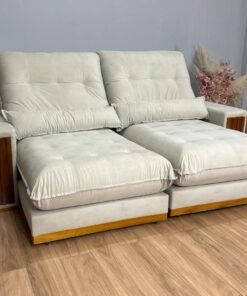 Sofá Retrátil e Reclinável Búzios 2.30m - Bege Veludo