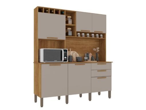Armário Kit de Cozinha New Topázio 1,65m - Cinamomo/Off White - Imagem 3