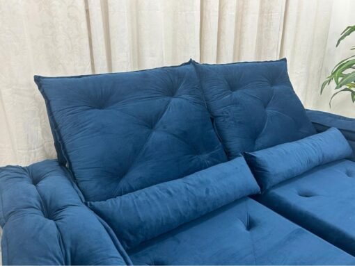 Sofá Retrátil Reclinável Brasão 2.00m- Azul Veludo - Imagem 4