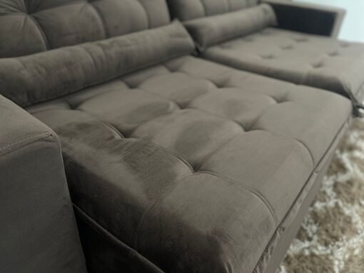 Sofá Retrátil Reclinável Small 2.30m - Marrom Veludão - Imagem 4