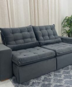 Sofá Retrátil Reclinável Small 2.30m - Cinza Veludão