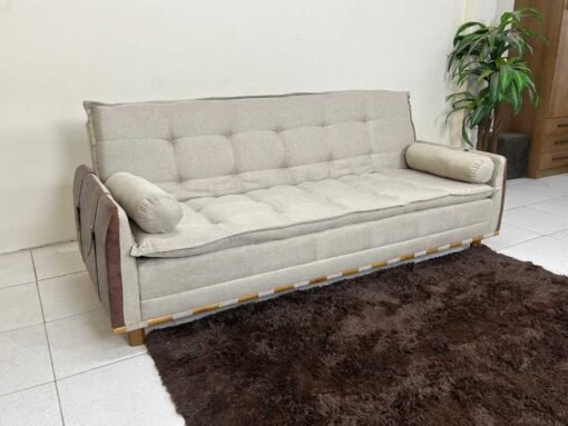 Sofá Cama Berlim 2.11m - Bege/Marrom Linho