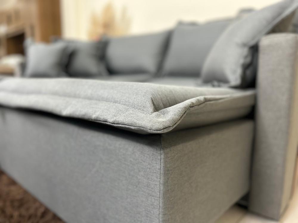 Sofá Cama Retrátil Reclinável Esparta 2.20m - Grafite Linho / Marrom Courino - Imagem 4