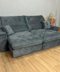 Sofá Retrátil e Reclinável Milano 2.50m - Cinza Veludo