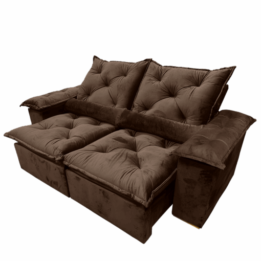 Sofá Retrátil e Reclinável Grécia 2,00 m Marrom - QUINE ESTOFADOS - Imagem 2