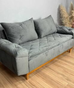 Sofá 3 lugares Berlim 2.00m - Cinza Veludo