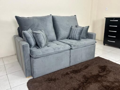 Sofá Cama Chicago Plus 1.80m - Cinza Veludo - Imagem 9