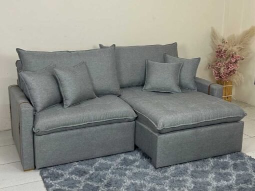Sofá Cama/Retrátil Genova 2.20m - Cinza Linho - Imagem 6