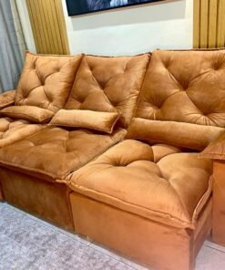 Sofá Retrátil Reclinável Oreo – 2.70m – Terra cota Veludo