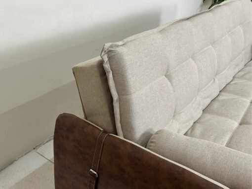 Sofá Cama Berlim 2.11m - Bege/Marrom Linho - Imagem 4