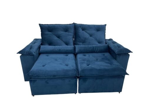 Sofá Retrátil Reclinável Brasão 2.00m- Azul Veludo - Imagem 8