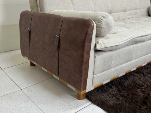 Sofá Cama Berlim 2.11m - Bege/Marrom Linho - Imagem 3