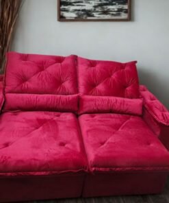 Sofá Retrátil Reclinável Israel – 2.00m – Vermelho Veludo