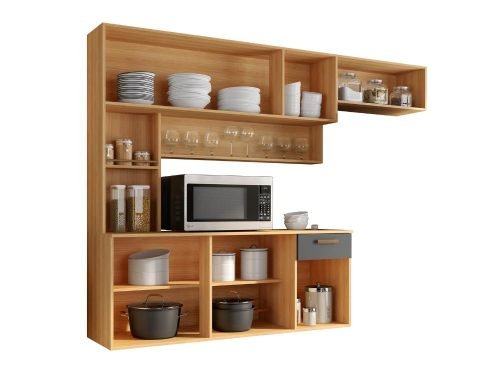 Cozinha Suspensa Manu - Freijó/Grafite - Imagem 2