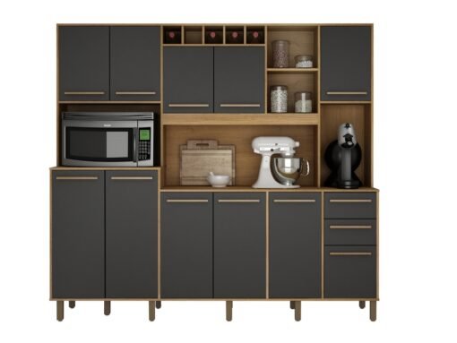 Armário Kit de Cozinha Petra 11 portas - Cinamomo/Grafite - Imagem 5