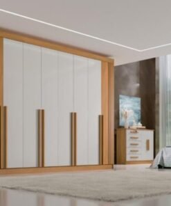 Guarda-Roupa Daymond  8 Portas e 8 Gavetas - Cinamomo Ripado/Off White