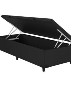 Base Box Baú Classic solteiro - Preto Corino