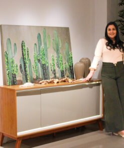 Buffet Requinte com LED larg. 1.60m Naturale/Off White Gelius