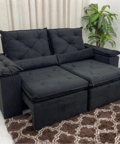Sofá Retrátil Reclinável Brasão - EGITO 2.00m – Preto Veludo