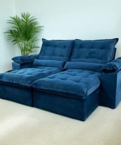 Sofá Retrátil e Reclinável Emanuelly 200 Azul - IMPÉRIO ESTOFADOS