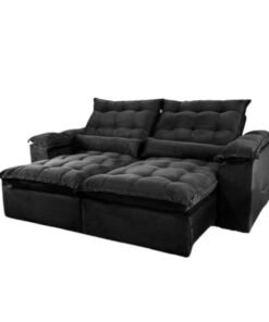 Sofá Retrátil e Reclinável Emanuelly 200 Preto - IMPÉRIO ESTOFADOS