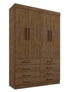 Guarda-Roupa Mônaco 4 portas e 8 gavetas - Ipê