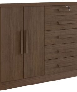 Cômoda sapateira New Athos 5 gavetas 2 portas - Castanho