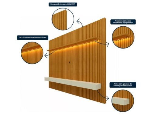 Home Nobre com Nicho 85" - Naturale/Off White - Imagem 3