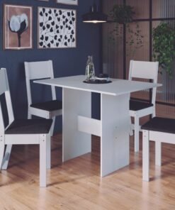 Mesa de Jantar Karla Com 4 Cadeiras - Branco/Preto