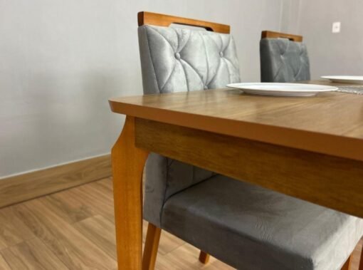 Mesa de Jantar Alegra 1.60×0.80 Com 6 Cadeiras Jasmim – Cinamomo/Cinza - Imagem 2
