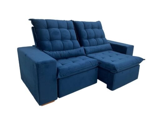 Sofá Retrátil Reclinável Small 2.00m - Azul Veludão - Imagem 4
