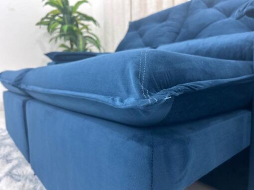 Sofá Retrátil Reclinável Brasão 2.00m- Azul Veludo - Imagem 6