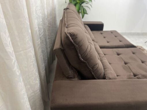 Sofá Retrátil Reclinável Small 2.30m - Marrom Veludão - Imagem 6