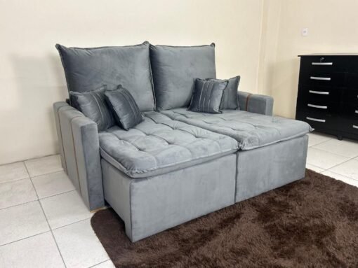 Sofá Cama Chicago Plus 1.80m - Cinza Veludo - Imagem 8